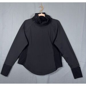 Popflex Active Mock Neck Pullover Womens 1X Black Chasing Pavements Stretch Laye